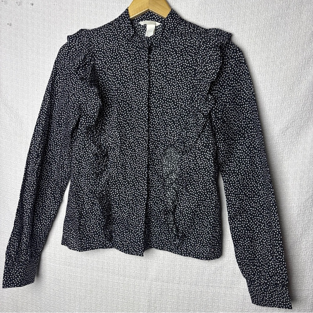 H&M Navy Ruffle Blouse‎ - Picture 5 of 10